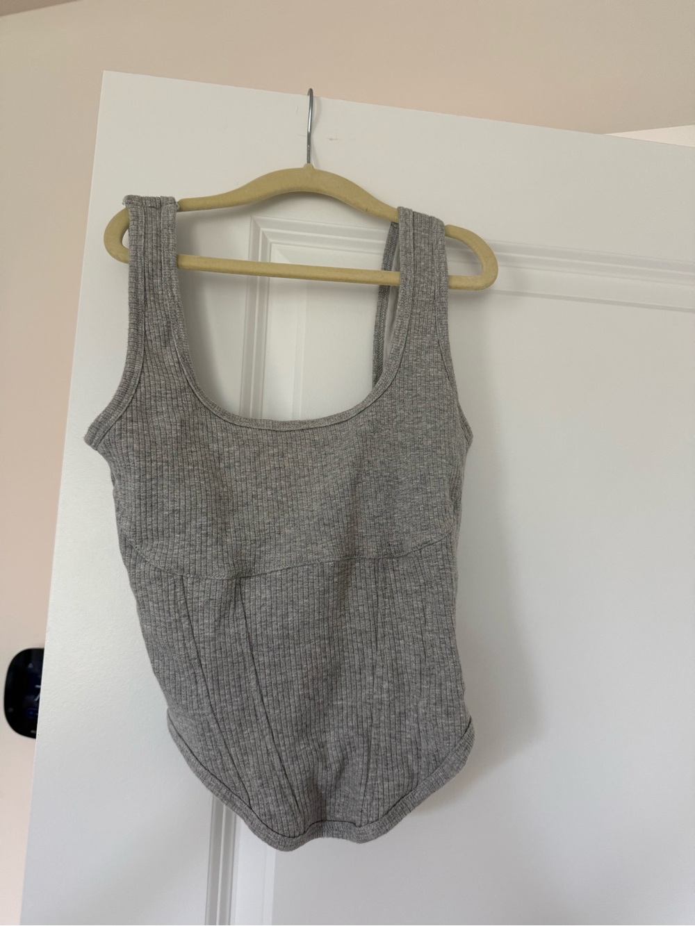 PINK Ribbed Tank  - Gray